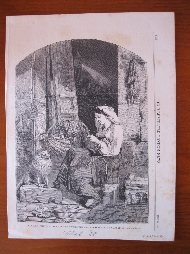 Mujer cosiendo a la puerta de casa, 1858